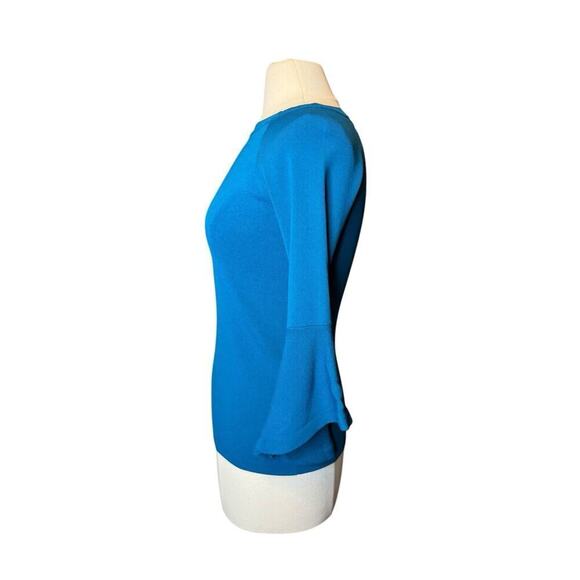 International Concepts Women's Blue Boat Neck Bell-Sleeve Blouse Petite Medium - Picture 3 of 7